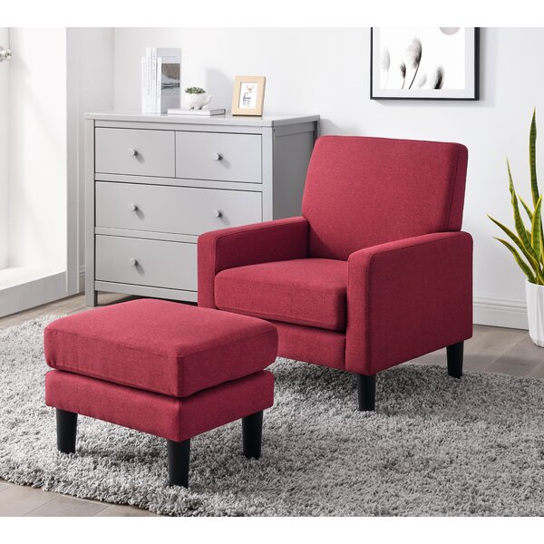 Red plaid 2024 chair and ottoman